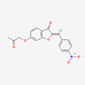 molecular formula C18H13NO6 B2419918 (Z)-2-(4-nitrobenzylidene)-6-(2-oxopropoxy)benzofuran-3(2H)-one CAS No. 879807-67-7