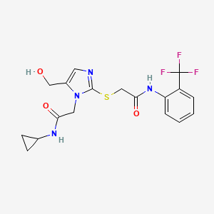 N-cyclopropyl-2-(5-(hydroxymethyl)-2-((2-oxo-2-((2-(trifluoromethyl)phenyl)amino)ethyl)thio)-1H-imidazol-1-yl)acetamide