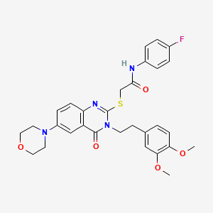2-((3-(3,4-dimethoxyphenethyl)-6-morpholino-4-oxo-3,4-dihydroquinazolin-2-yl)thio)-N-(4-fluorophenyl)acetamide