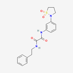 molecular formula C19H21N3O4S B2419948 N-[3-(1,1-dioxido-1,2-thiazolidin-2-yl)phenyl]-N'-(2-phenylethyl)ethanediamide CAS No. 1105207-01-9