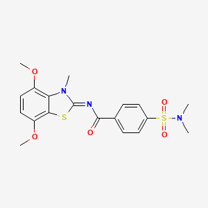 molecular formula C19H21N3O5S2 B2419951 N-(4,7-二甲氧基-3-甲基-1,3-苯并噻唑-2-亚甲基)-4-(二甲基氨磺酰)苯甲酰胺 CAS No. 896676-48-5