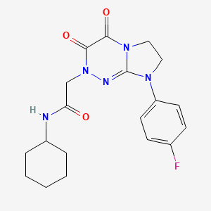molecular formula C19H22FN5O3 B2419958 N-cyclohexyl-2-(8-(4-fluorophenyl)-3,4-dioxo-3,4,7,8-tetrahydroimidazo[2,1-c][1,2,4]triazin-2(6H)-yl)acetamide CAS No. 941887-88-3