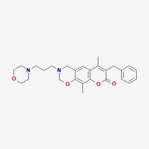 molecular formula C27H32N2O4 B241996 7-benzyl-6,10-dimethyl-3-[3-(4-morpholinyl)propyl]-3,4-dihydro-2H,8H-chromeno[6,7-e][1,3]oxazin-8-one 