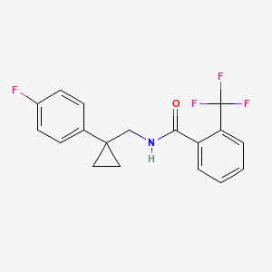 molecular formula C18H15F4NO B2419960 N-((1-(4-氟苯基)环丙基)甲基)-2-(三氟甲基)苯甲酰胺 CAS No. 1049412-93-2