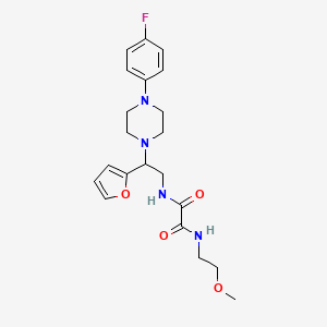 molecular formula C21H27FN4O4 B2419971 N1-(2-(4-(4-氟苯基)哌嗪-1-基)-2-(呋喃-2-基)乙基)-N2-(2-甲氧基乙基)草酰胺 CAS No. 877632-14-9