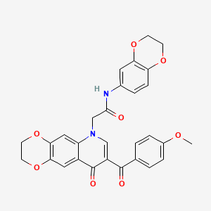 molecular formula C29H24N2O8 B2419979 N-(2,3-二氢-1,4-苯并二恶唑-6-基)-2-[8-(4-甲氧基苯甲酰)-9-氧代-2,3-二氢-[1,4]二氧杂环[2,3-g]喹啉-6-基]乙酰胺 CAS No. 866808-38-0