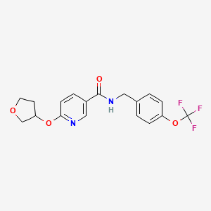 molecular formula C18H17F3N2O4 B2419982 6-((四氢呋喃-3-基)氧基)-N-(4-(三氟甲氧基)苄基)烟酰胺 CAS No. 2034389-61-0
