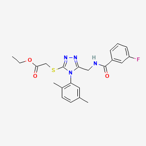 Ethyl 2-[[4-(2,5-dimethylphenyl)-5-[[(3-fluorobenzoyl)amino]methyl]-1,2,4-triazol-3-yl]sulfanyl]acetate