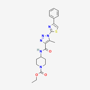 ethyl 4-(5-methyl-1-(4-phenylthiazol-2-yl)-1H-1,2,3-triazole-4-carboxamido)piperidine-1-carboxylate