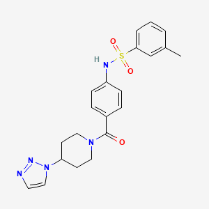molecular formula C21H23N5O3S B2420011 N-(4-(4-(1H-1,2,3-triazol-1-yl)piperidine-1-carbonyl)phenyl)-3-methylbenzenesulfonamide CAS No. 1795084-33-1