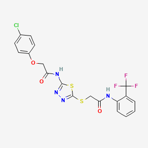 2-(4-chlorophenoxy)-N-[5-[2-oxo-2-[2-(trifluoromethyl)anilino]ethyl]sulfanyl-1,3,4-thiadiazol-2-yl]acetamide