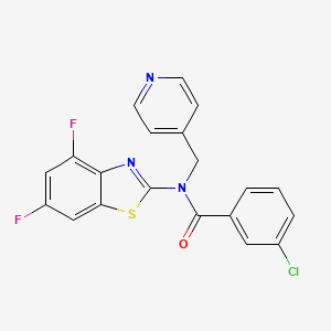 molecular formula C20H12ClF2N3OS B2420017 3-氯-N-(4,6-二氟苯并[d]噻唑-2-基)-N-(吡啶-4-基甲基)苯甲酰胺 CAS No. 923146-68-3