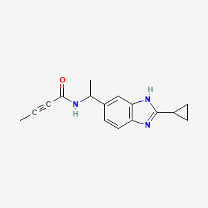 molecular formula C16H17N3O B2420029 N-[1-(2-Cyclopropyl-3H-benzimidazol-5-yl)ethyl]but-2-ynamide CAS No. 2411226-77-0