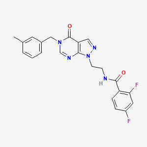 molecular formula C22H19F2N5O2 B2420034 2,4-二氟-N-(2-(5-(3-甲基苄基)-4-氧代-4,5-二氢-1H-吡唑并[3,4-d]嘧啶-1-基)乙基)苯甲酰胺 CAS No. 922088-27-5