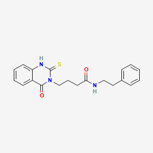 molecular formula C20H21N3O2S B2420040 4-(4-oxo-2-thioxo-1,2-dihydroquinazolin-3(4H)-yl)-N-phenethylbutanamide CAS No. 443353-44-4