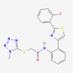 molecular formula C19H15FN6OS2 B2420043 N-(2-(2-(2-氟苯基)噻唑-4-基)苯基)-2-((1-甲基-1H-四唑-5-基)硫代)乙酰胺 CAS No. 1797286-02-2