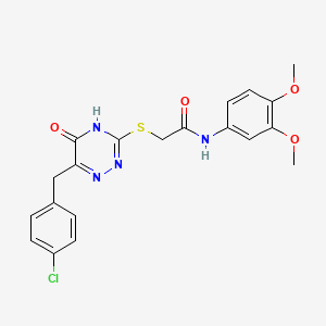 molecular formula C20H19ClN4O4S B2420044 2-((6-(4-chlorobenzyl)-5-oxo-4,5-dihydro-1,2,4-triazin-3-yl)thio)-N-(3,4-dimethoxyphenyl)acetamide CAS No. 898604-78-9
