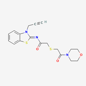 molecular formula C18H19N3O3S2 B2420046 (Z)-2-((2-吗啉-2-氧代乙基)硫代)-N-(3-(丙-2-炔-1-基)苯并[d]噻唑-2(3H)-亚甲基)乙酰胺 CAS No. 1164501-87-4