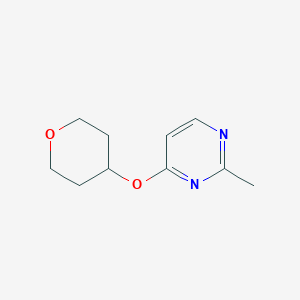 molecular formula C10H14N2O2 B2420072 2-Methyl-4-(oxan-4-yloxy)pyrimidine CAS No. 2176126-06-8