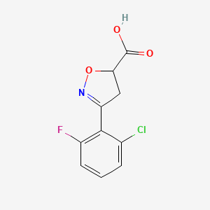 molecular formula C10H7ClFNO3 B2420077 3-(2-Chloro-6-fluoro-phenyl)-4,5-dihydro-isoxazole-5-carboxylic acid CAS No. 712347-12-1