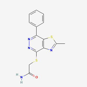 molecular formula C14H12N4OS2 B2420085 2-((2-Methyl-7-phenylthiazolo[4,5-d]pyridazin-4-yl)thio)acetamide CAS No. 946334-36-7