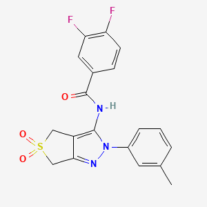 molecular formula C19H15F2N3O3S B2420099 3,4-difluoro-N-[2-(3-methylphenyl)-5,5-dioxo-4,6-dihydrothieno[3,4-c]pyrazol-3-yl]benzamide CAS No. 893943-67-4