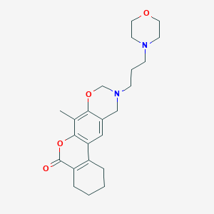 molecular formula C23H30N2O4 B242010 7-methyl-10-[3-(4-morpholinyl)propyl]-1,2,3,4,10,11-hexahydro-5H,9H-benzo[3,4]chromeno[6,7-e][1,3]oxazin-5-one 