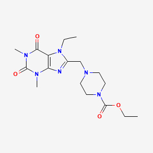 molecular formula C17H26N6O4 B2420103 ethyl 4-[(7-ethyl-1,3-dimethyl-2,6-dioxo-2,3,6,7-tetrahydro-1H-purin-8-yl)methyl]piperazine-1-carboxylate CAS No. 838904-77-1