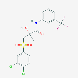 molecular formula C17H14Cl2F3NO4S B2420115 3-[(3,4-dichlorophenyl)sulfonyl]-2-hydroxy-2-methyl-N-[3-(trifluoromethyl)phenyl]propanamide CAS No. 338424-41-2