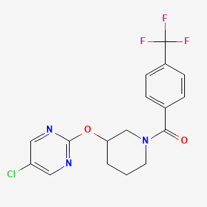 molecular formula C17H15ClF3N3O2 B2420130 (3-((5-Chloropyrimidin-2-yl)oxy)piperidin-1-yl)(4-(trifluoromethyl)phenyl)methanone CAS No. 2034529-80-9