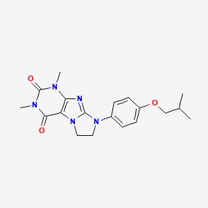molecular formula C19H23N5O3 B2420131 1,3-Dimethyl-8-[4-(2-methylpropoxy)phenyl]-1,3,5-trihydroimidazolidino[1,2-h]p urine-2,4-dione CAS No. 1020972-19-3