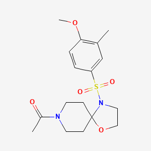 molecular formula C17H24N2O5S B2420137 1-(4-((4-甲氧基-3-甲基苯基)磺酰基)-1-氧杂-4,8-二氮螺[4.5]癸-8-基)乙酮 CAS No. 1172523-49-7