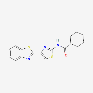 molecular formula C17H17N3OS2 B2420138 N-(4-(benzo[d]thiazol-2-yl)thiazol-2-yl)cyclohexanecarboxamide CAS No. 477486-47-8