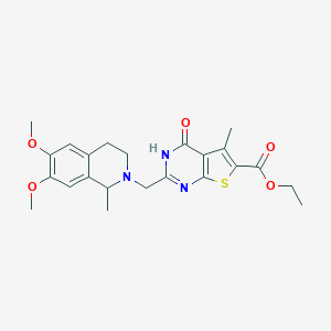 molecular formula C23H27N3O5S B242015 ethyl 2-((6,7-dimethoxy-1-methyl-3,4-dihydroisoquinolin-2(1H)-yl)methyl)-5-methyl-4-oxo-3,4-dihydrothieno[2,3-d]pyrimidine-6-carboxylate 