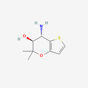 molecular formula C9H13NO2S B2420154 5,5-Dimethyl-7alpha-amino-6,7-dihydro-5H-thieno[3,2-b]pyran-6beta-ol CAS No. 143164-13-0