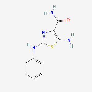molecular formula C10H10N4OS B2420159 5-氨基-2-苯胺基-1,3-噻唑-4-甲酰胺 CAS No. 859485-06-6