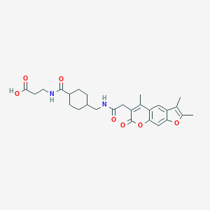 molecular formula C27H32N2O7 B242016 N-{[trans-4-({[(2,3,5-trimethyl-7-oxo-7H-furo[3,2-g]chromen-6-yl)acetyl]amino}methyl)cyclohexyl]carbonyl}-beta-alanine 