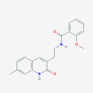 molecular formula C20H20N2O3 B2420164 2-甲氧基-N-[2-(7-甲基-2-氧代-1H-喹啉-3-基)乙基]苯甲酰胺 CAS No. 851404-78-9
