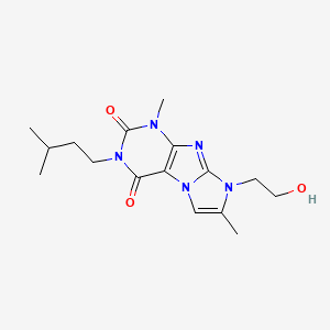 molecular formula C16H23N5O3 B2420165 8-(2-hydroxyethyl)-3-isopentyl-1,7-dimethyl-1H-imidazo[2,1-f]purine-2,4(3H,8H)-dione CAS No. 919739-20-1