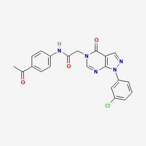 molecular formula C21H16ClN5O3 B2420169 N-(4-acetylphenyl)-2-(1-(3-chlorophenyl)-4-oxo-1H-pyrazolo[3,4-d]pyrimidin-5(4H)-yl)acetamide CAS No. 887458-04-0