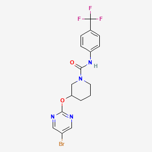 molecular formula C17H16BrF3N4O2 B2420176 3-((5-bromopyrimidin-2-yl)oxy)-N-(4-(trifluoromethyl)phenyl)piperidine-1-carboxamide CAS No. 2034397-12-9
