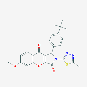 molecular formula C25H23N3O4S B242018 1-(4-Tert-butylphenyl)-6-methoxy-2-(5-methyl-1,3,4-thiadiazol-2-yl)-1,2-dihydrochromeno[2,3-c]pyrrole-3,9-dione 