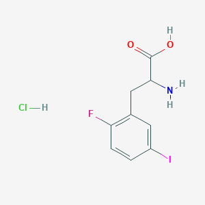 molecular formula C9H10ClFINO2 B2420183 2-氨基-3-(2-氟-5-碘苯基)丙酸；盐酸盐 CAS No. 2402829-63-2