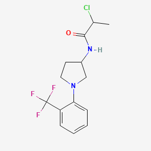 molecular formula C14H16ClF3N2O B2420194 2-Chloro-N-[1-[2-(trifluoromethyl)phenyl]pyrrolidin-3-yl]propanamide CAS No. 2411290-64-5