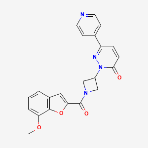 molecular formula C22H18N4O4 B2420201 2-[1-(7-Methoxy-1-benzofuran-2-carbonyl)azetidin-3-yl]-6-pyridin-4-ylpyridazin-3-one CAS No. 2380194-18-1