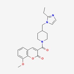 3-(4-((2-ethyl-1H-imidazol-1-yl)methyl)piperidine-1-carbonyl)-8-methoxy-2H-chromen-2-one