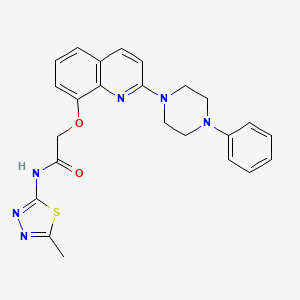molecular formula C24H24N6O2S B2420209 N-(5-甲基-1,3,4-噻二唑-2-基)-2-((2-(4-苯基哌嗪-1-基)喹啉-8-基)氧基)乙酰胺 CAS No. 941989-80-6
