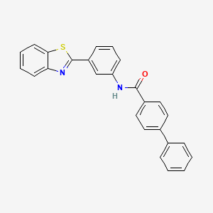molecular formula C26H18N2OS B2420215 N-(3-(苯并[d]噻唑-2-基)苯基)-[1,1'-联苯]-4-甲酰胺 CAS No. 394229-81-3