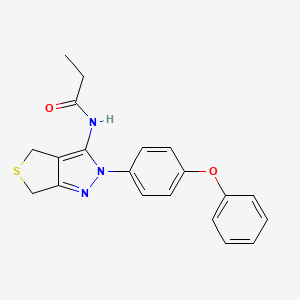 molecular formula C20H19N3O2S B2420222 N-(2-(4-phenoxyphenyl)-4,6-dihydro-2H-thieno[3,4-c]pyrazol-3-yl)propionamide CAS No. 396723-29-8