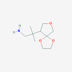 molecular formula C10H19NO3 B2420238 2-甲基-2-{1,4,7-三氧杂螺[4.4]壬烷-9-基}丙胺 CAS No. 1909326-62-0